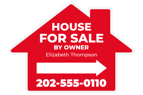 Red and White House Shapes For Sale Sign Template