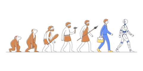 Progress Evolution From Primates to Robots Sign Template