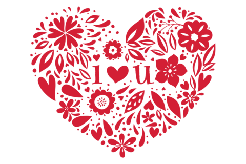 Red Heart-Themed I Love You Sign Template