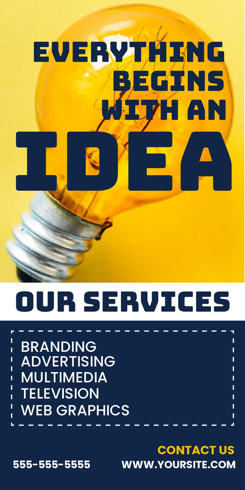 Big Yellow Light Bulb Branded Sign Template