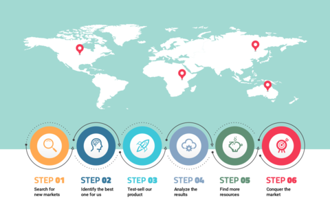 World Map Infographics Sign Template