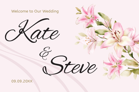 Pink Lillies on a Wedding Sign Template