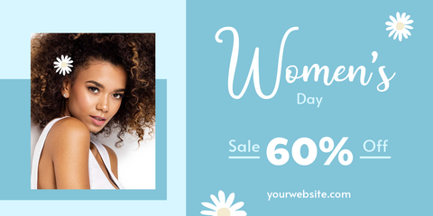 Blue-Themed Women's Day Discount Sign Template