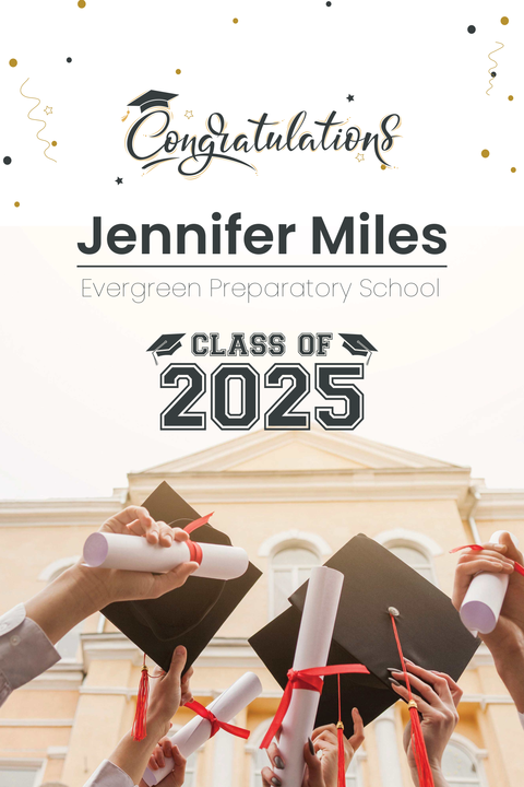 Photographic Cap Throwing Ceremony Graduation Sign Template