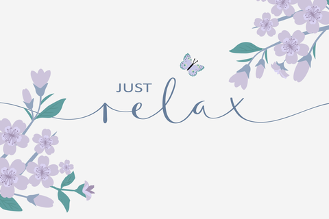 Floral Elements With Just Relax Quote Sign Template