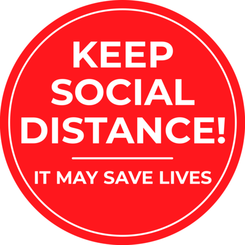 Bright Red Keep Social Distance Sign Template