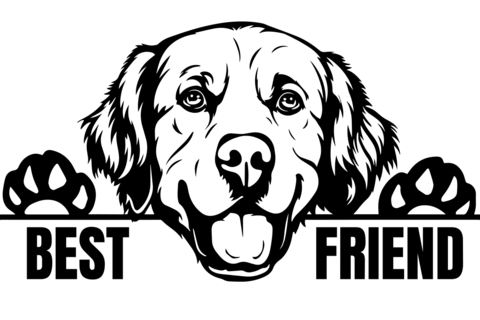 Black and White Dog With Best Friend Written Sign Template