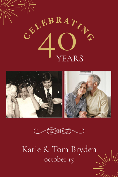 Red-Themed Wedding Anniversary Sign Template