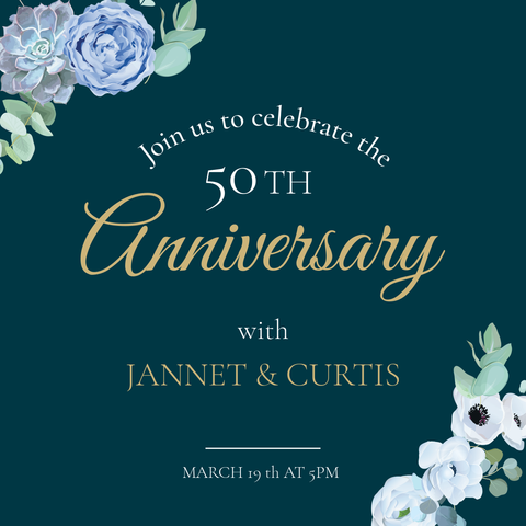 Floral Blue Wedding Anniversary Sign Template