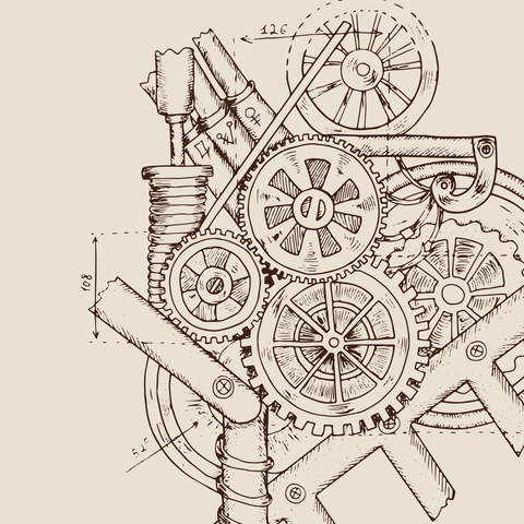 Precision Engineering Mechanical Gears Outline Sign Template
