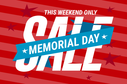 Blue Ribbon on a Red-Themed Memorial Day Sale Sign Template