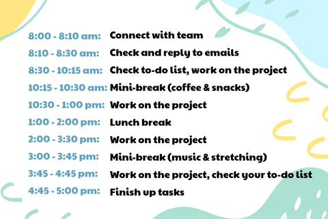 Daily Work Schedule Tasks Changeable Productivity Template