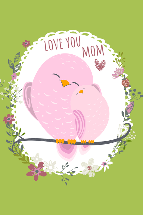 Cuddling Pink Birds Mother's Day Sign Template