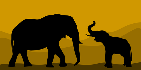 Mother and Baby Elephant Silhouettes Sign Template