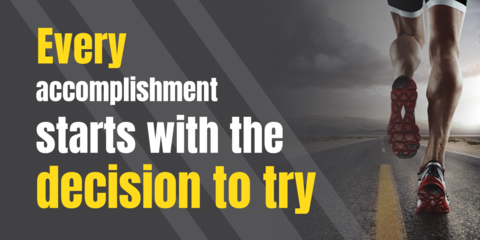 Yellow and White Quote With Running Man Sign Template