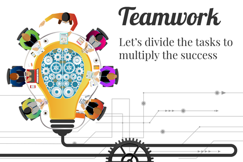 Teamwork and Productivity Lightbulb Office Decor Template