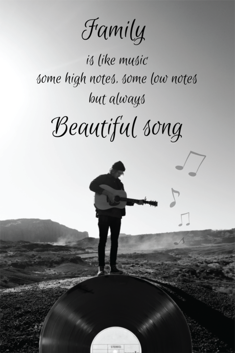 Musical Quote With a Man Playing a Guitar Sign Template