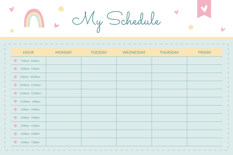 My Schedule Weekly Planner Sign Template