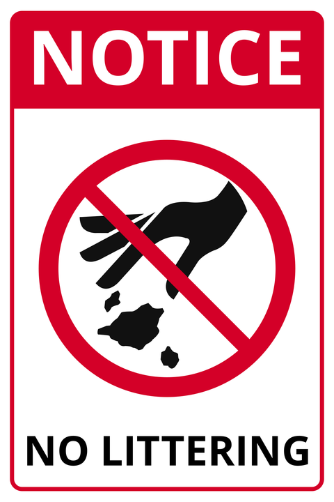 No Littering Rectangular Red And White Notice Sign Template