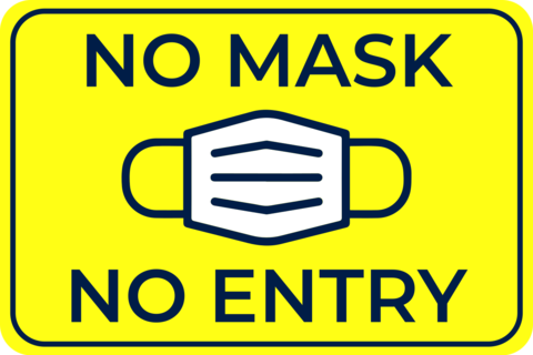 No Mask No Entry Yellow Rectangular Warning Sign Template