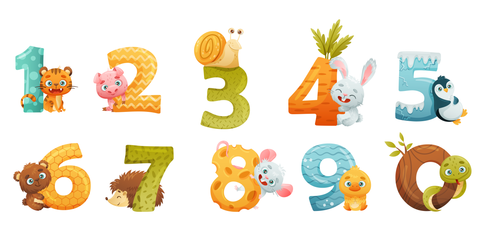 Animal-Themed Numbers for Elementary School Sign Template