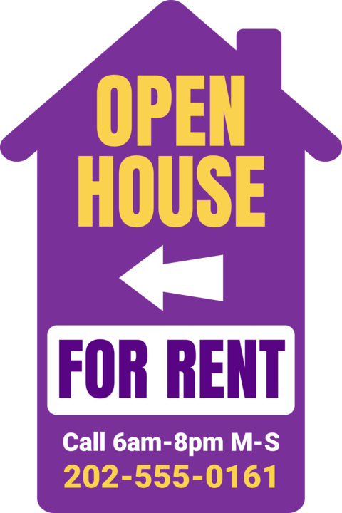 Purple Graphic Open House for Rent Template