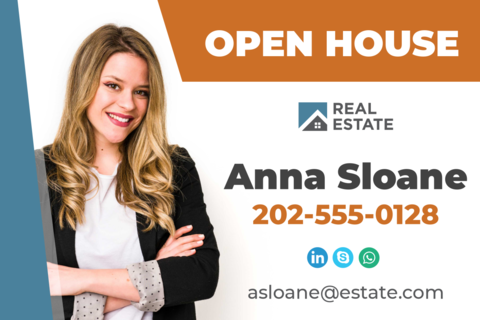 Orange and Teal With Photograph Realtor Template