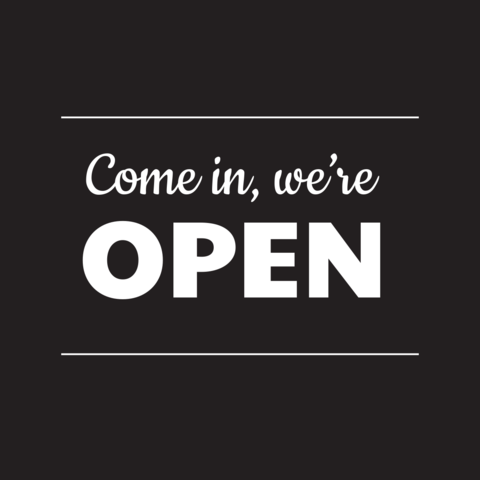 Classic Black and White Open Sign Template