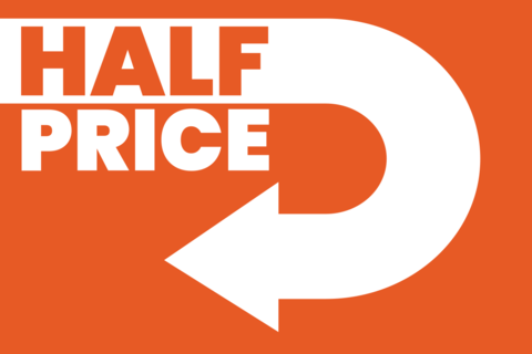 Orange Half Price Discount Sign Template