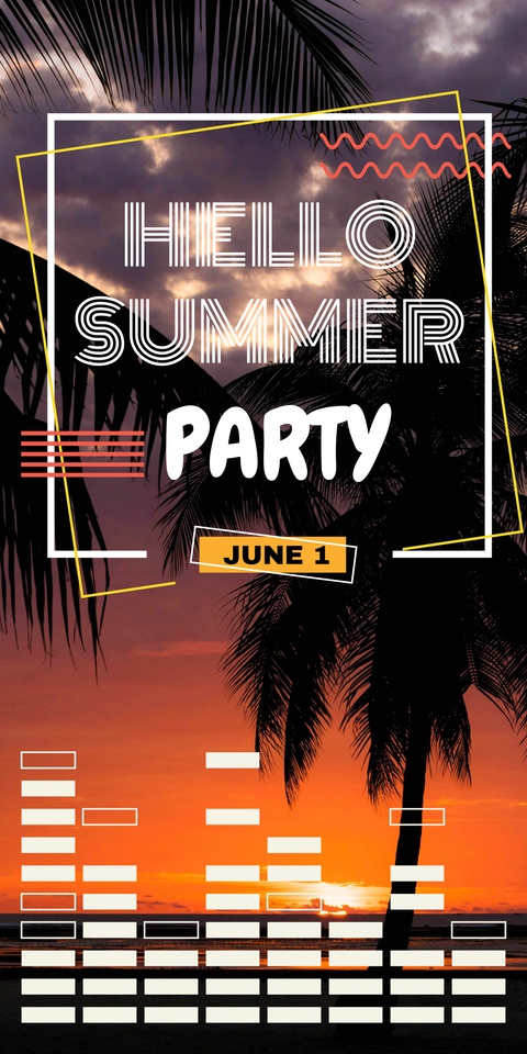 Palm Trees at Sunset Summer Party Sign Template