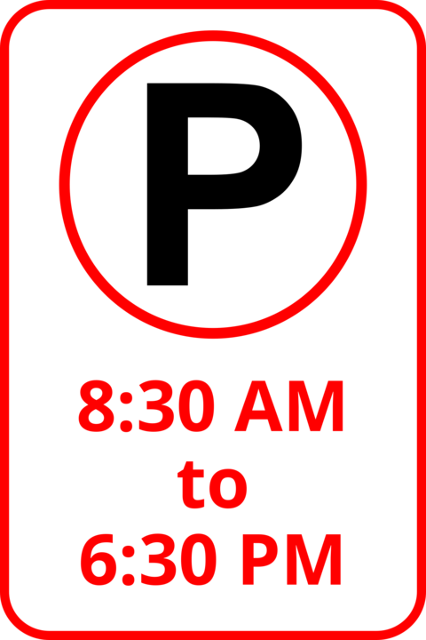 Parking Hours in Red and Black Regulatory Sign Template