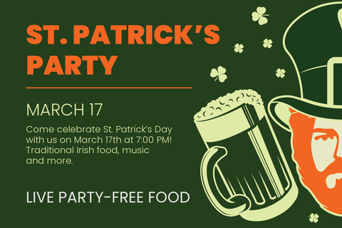 St. Patrick's Day Party Sign Template