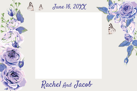 Blue Floral Wedding Selfie Frame Sign Template