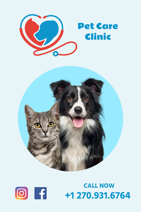 Pet Care Clinic Cat and Dog Heart Logo Sign Template