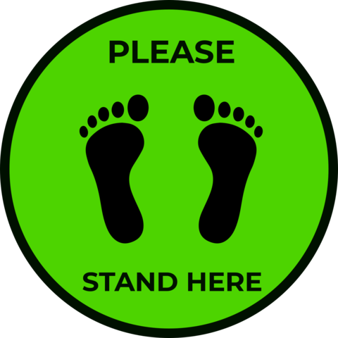 Please Stand Here With a Footprints Symbol Sign Template
