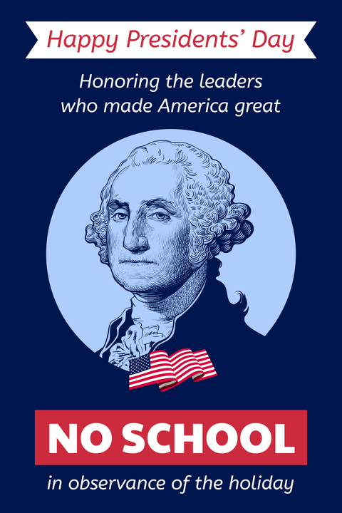 Image of George Washington Presidents' Day Closed Template