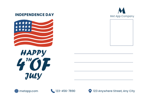 July 4th American Flag Postcard Sign Template