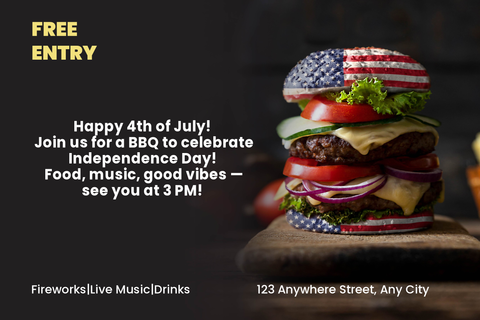 American Burger July 4th Postcard Sign Template