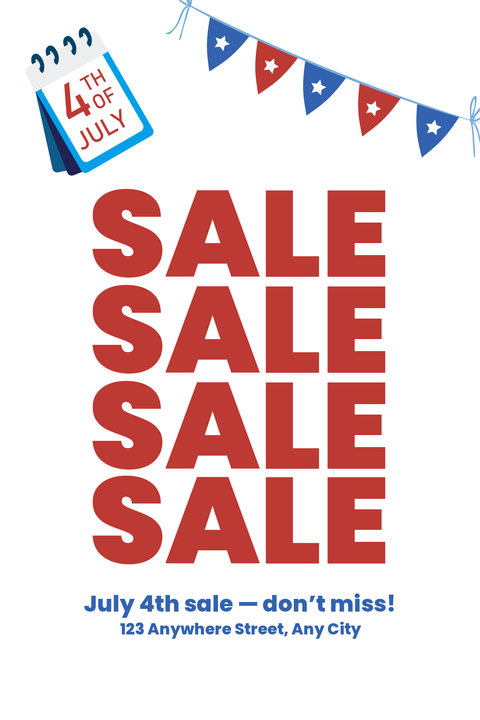 Patriotic July 4th Sale Sign Template