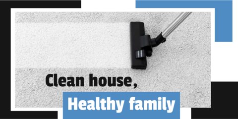 Vacuum Cleaner Gray Rug Blue Black Frame Sign Template