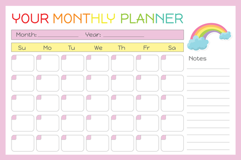 Rainbow-Colored School Monthly Planner Sign Template