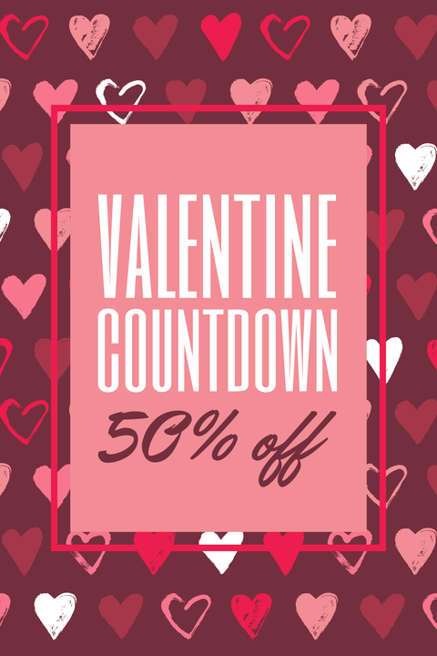 Heart-Patterned Burgundy Valentine's Day Sale Sign Template