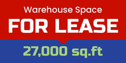 Red and Blue Warehouse For Lease Sign Template