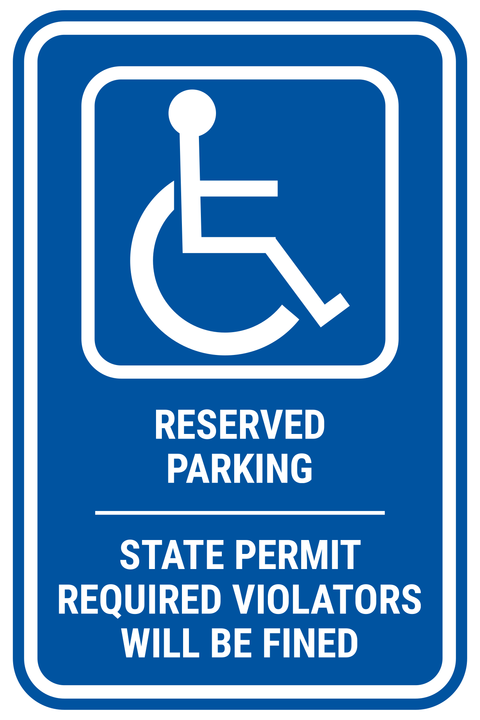 Reserved Handicap Parking, Violators Fined Safety Template