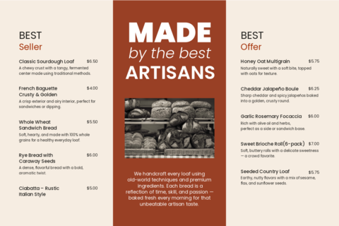 Made by the Best Artisans Menu Sign Template