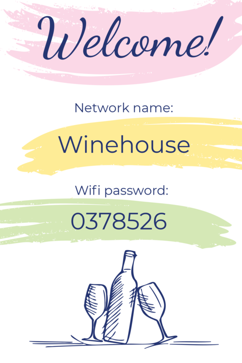 Bottle of Wine and Glasses Winehouse WiFi Sign Template