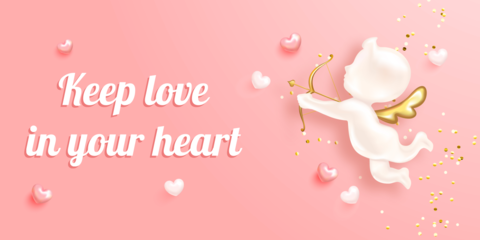 Small Angel With a Bow and Arrow Sign Template