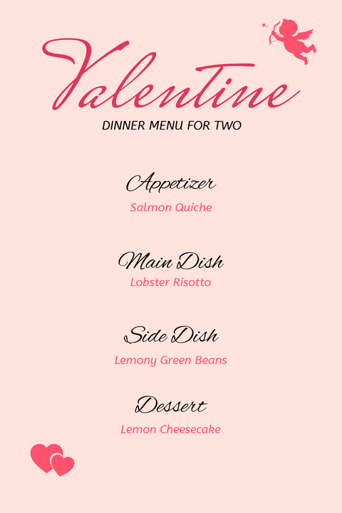 Rosy Valentine's Day Restaurant Menu Template