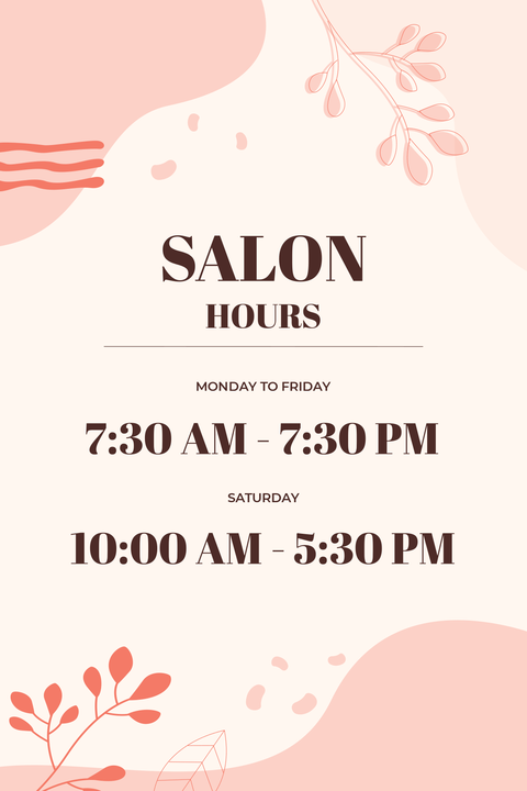 Salon Business Hours Sign Template