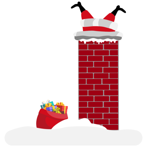 Funny Santa Stuck in Chimney Christmas Sign Template